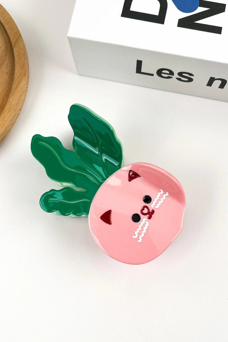 Acetate Vegetable Hair Clip - Pink Radish