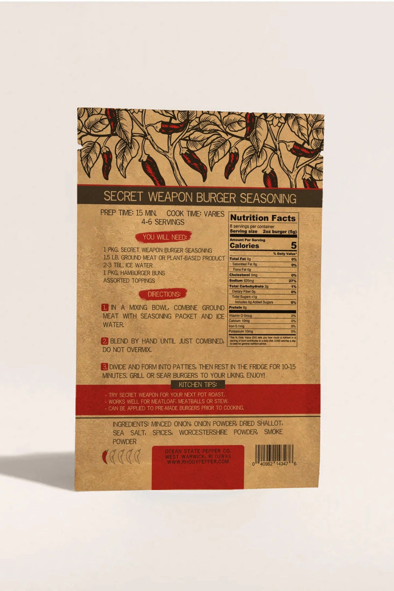 Ocean State Pepper Co Packet Seasoning - Secret Weapon Burger Seasoning