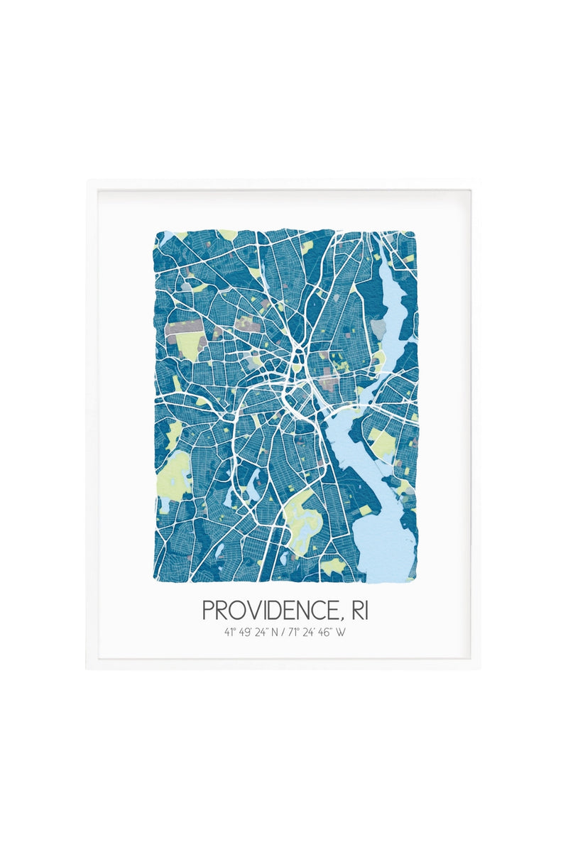 Providence, RI Map 5x7 Print - Blue