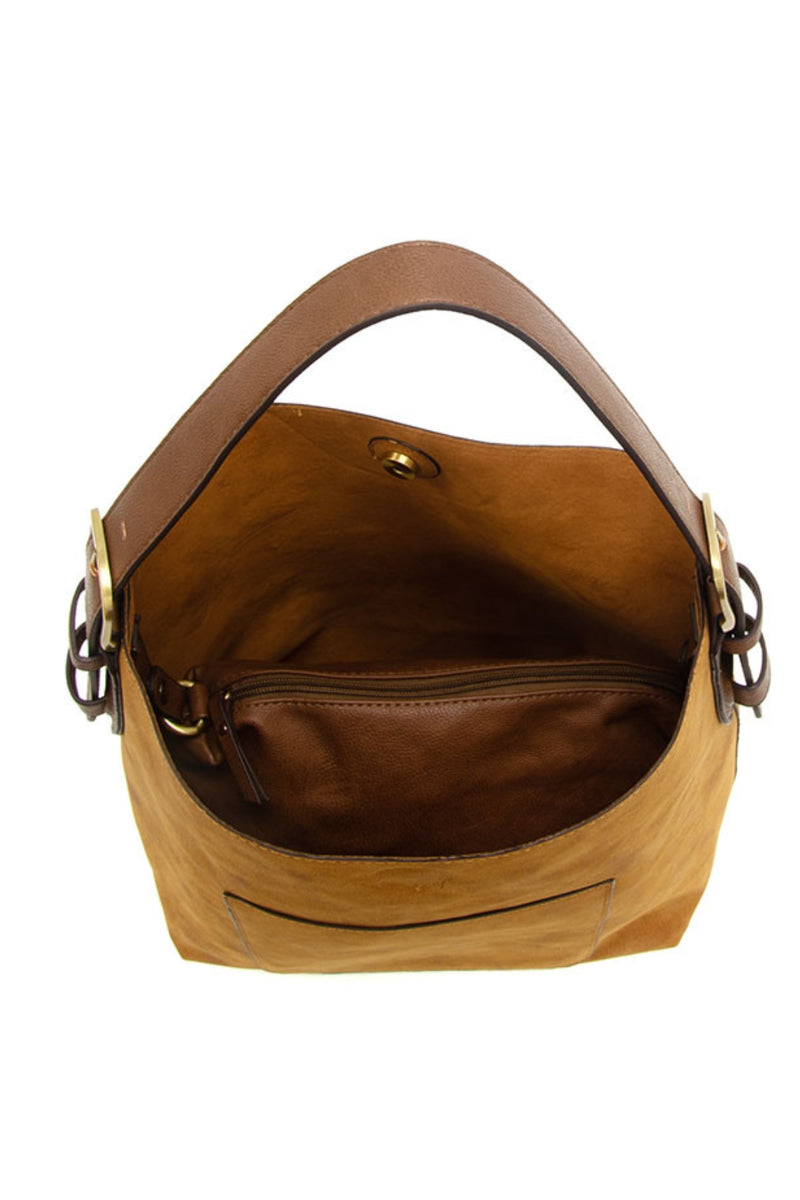 Hobo Faux Suede Bag Toffee w/ Coffee Handle