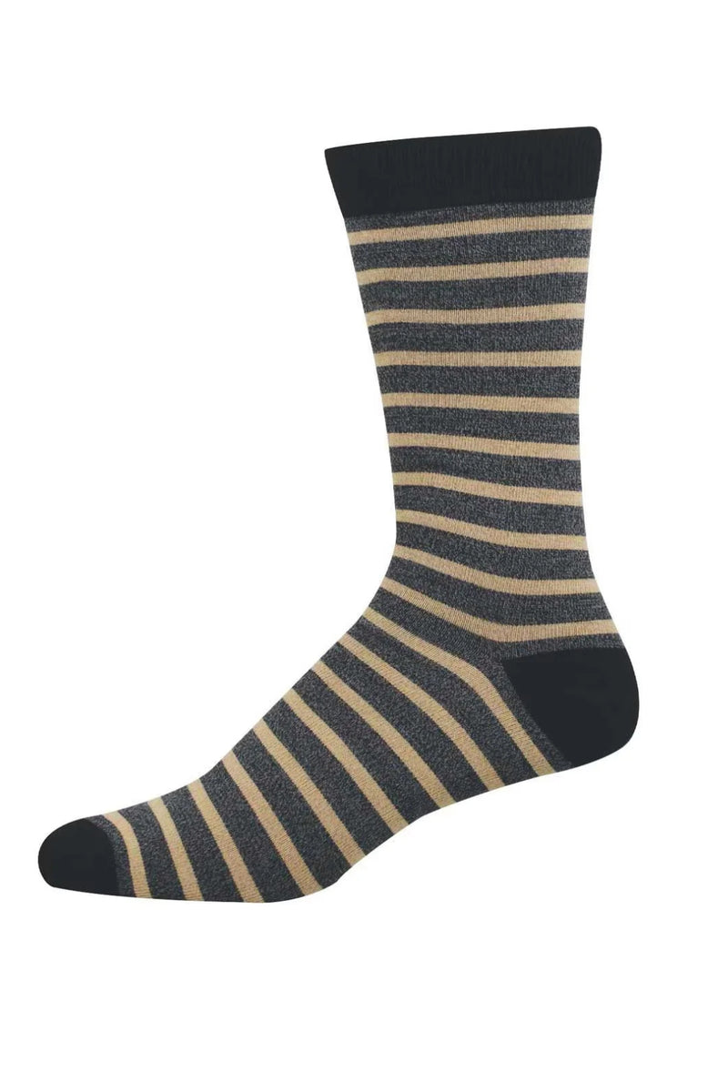 Socksmith Men's Bamboo Sailor Stripe Socks - Charcoal/Gold