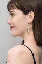 Ravenstone The Little Golden Crescent Moon Earrings