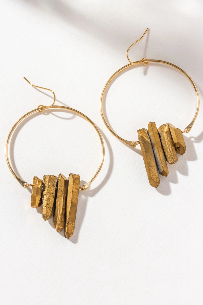 Luna Norte Super Nova Earrings - Gold Metallic Quartz