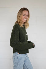 Piper Button Up Cardigan - Hunter Green
