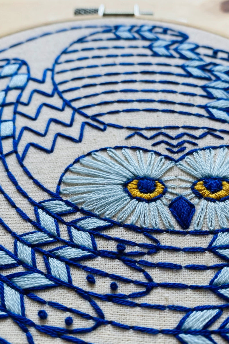 Hook, Line, and Tinker Embroidery Kit - Snowy Owl