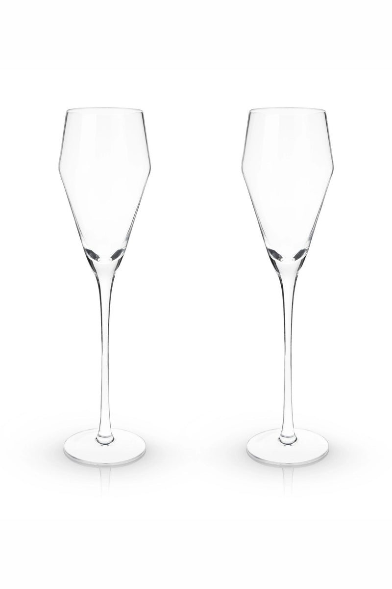 Angled Stemmed Crystal Prosecco Glass