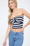 Calista Strapless Knit Top - Navy