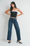 Low Rise Wide Petite Denim Dark Denim