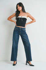 Low Rise Wide Petite Denim Dark Denim