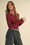 Evelina Ribbed Top Wine