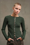 Sylvie Button Top - Moss Green