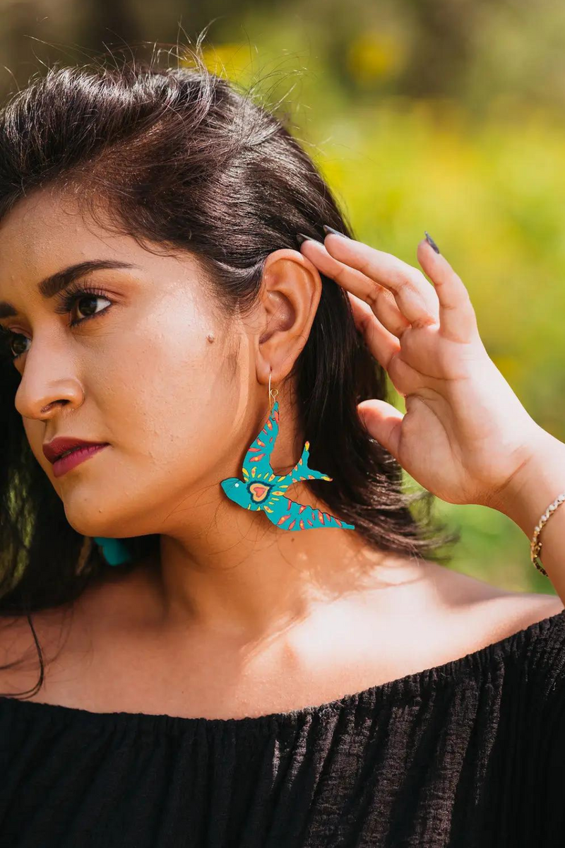 Le Chic Miami Turquoise Sparrow Hoop Earrings