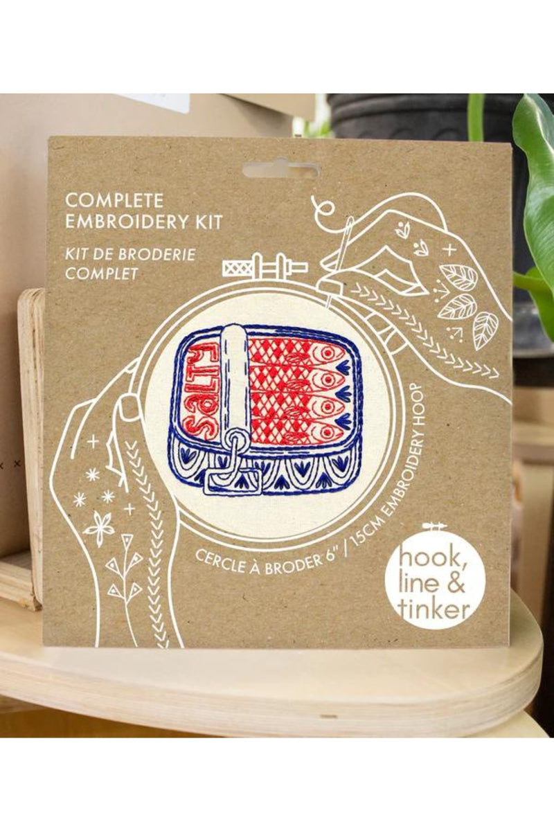 Hook, Line and Tinker Embroidery Kit - Sardines