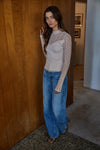 Evelyn Mock Neck Lace Top - Blush