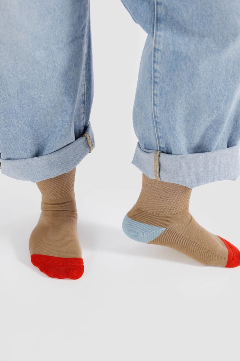 Baggu Ribbed Sock Beige Mix