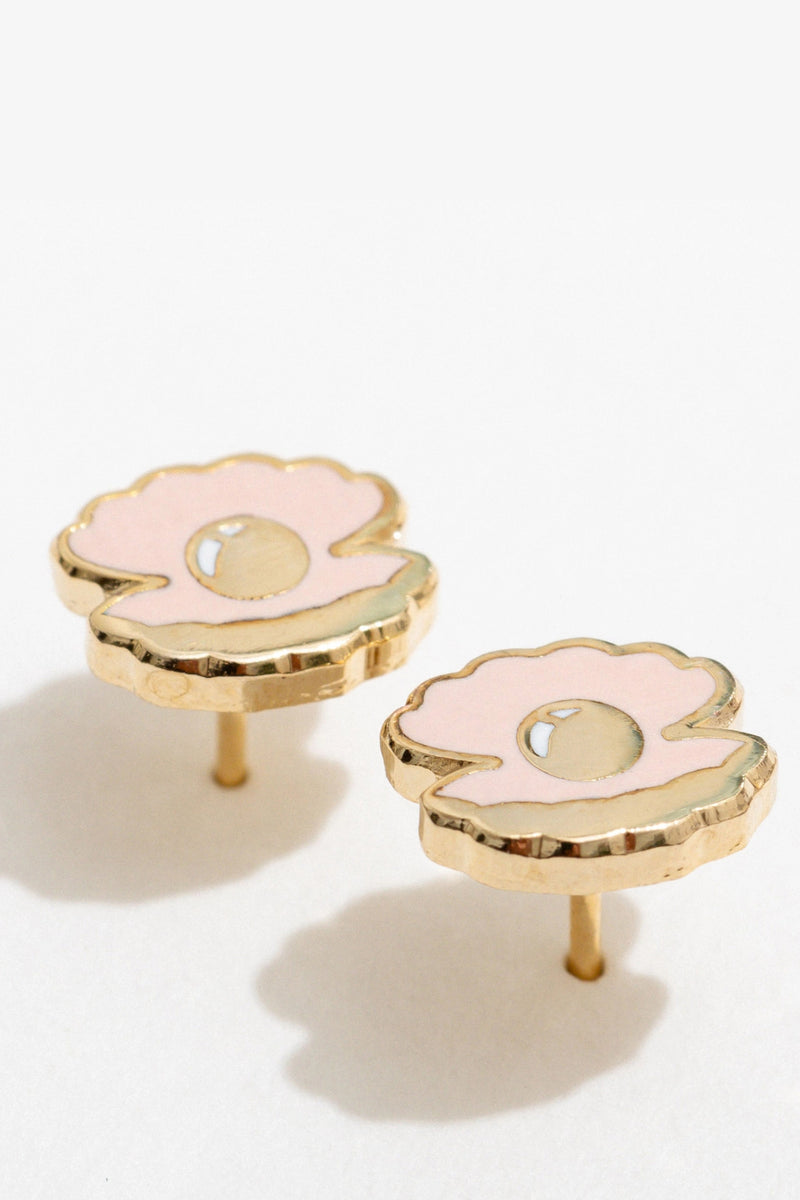 Larissa Loden Enamel Stud Earrings - Oyster