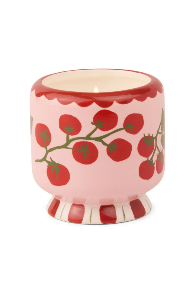 A Dopo 8 oz Hand Painted Ceramic Candle Tomato Vine - Heirloom Tomatoes