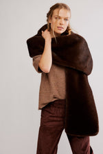 Free People Snow Angel Faux Fur Scarf - Espresso