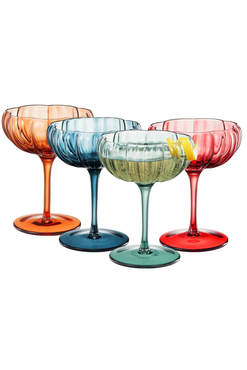 Flower Coupe Cocktail Glass - Muted Blue