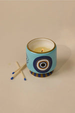 A Dopo 8 oz Hand Painted Ceramic Candle