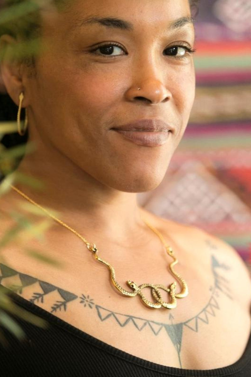 Mind's Eye Design Ophidian Statement Necklace - Gold