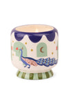 A Dopo 8 oz Hand Painted Ceramic Candle Peacock - Misted Lime