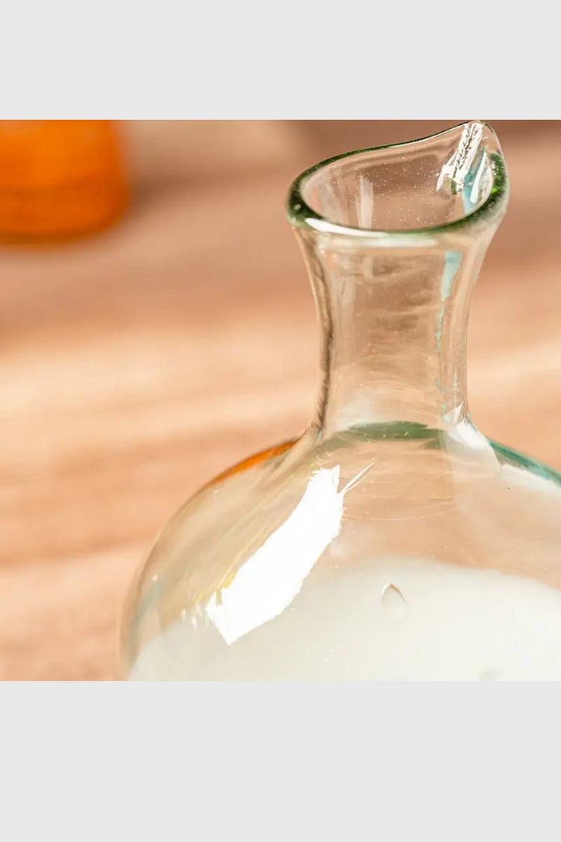 Handblown Glass Carafe - White Base