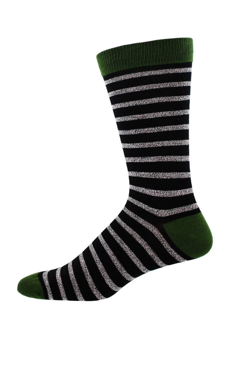 Socksmith Men's Bamboo Sailor Stripe Socks - Black Static