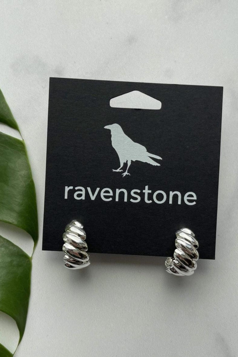 Ravenstone - The Silver Hoop Stud Earrings
