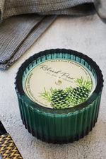 Roland Pine Forest Green Ribbed Glass Candle