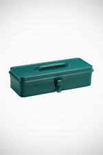 Toyo Steel Toolbox with Handle and Flat Lid - Antique Green