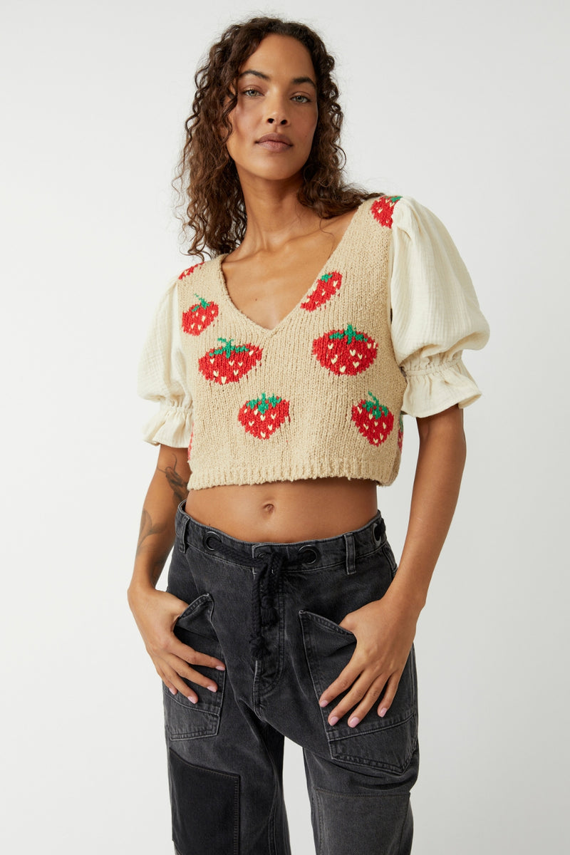 Free People Strawberry Jam Sweater Top