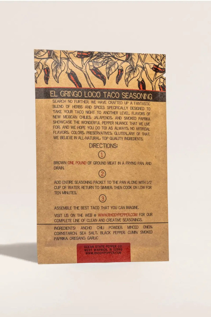 Ocean State Pepper Co. Packet Seasonings - El Gringo Loco Taco Seasoning