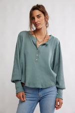 Free People Quinn Knit Top - Jade Ash