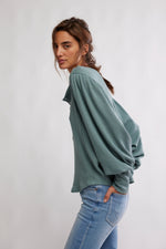 Free People Quinn Knit Top - Jade Ash