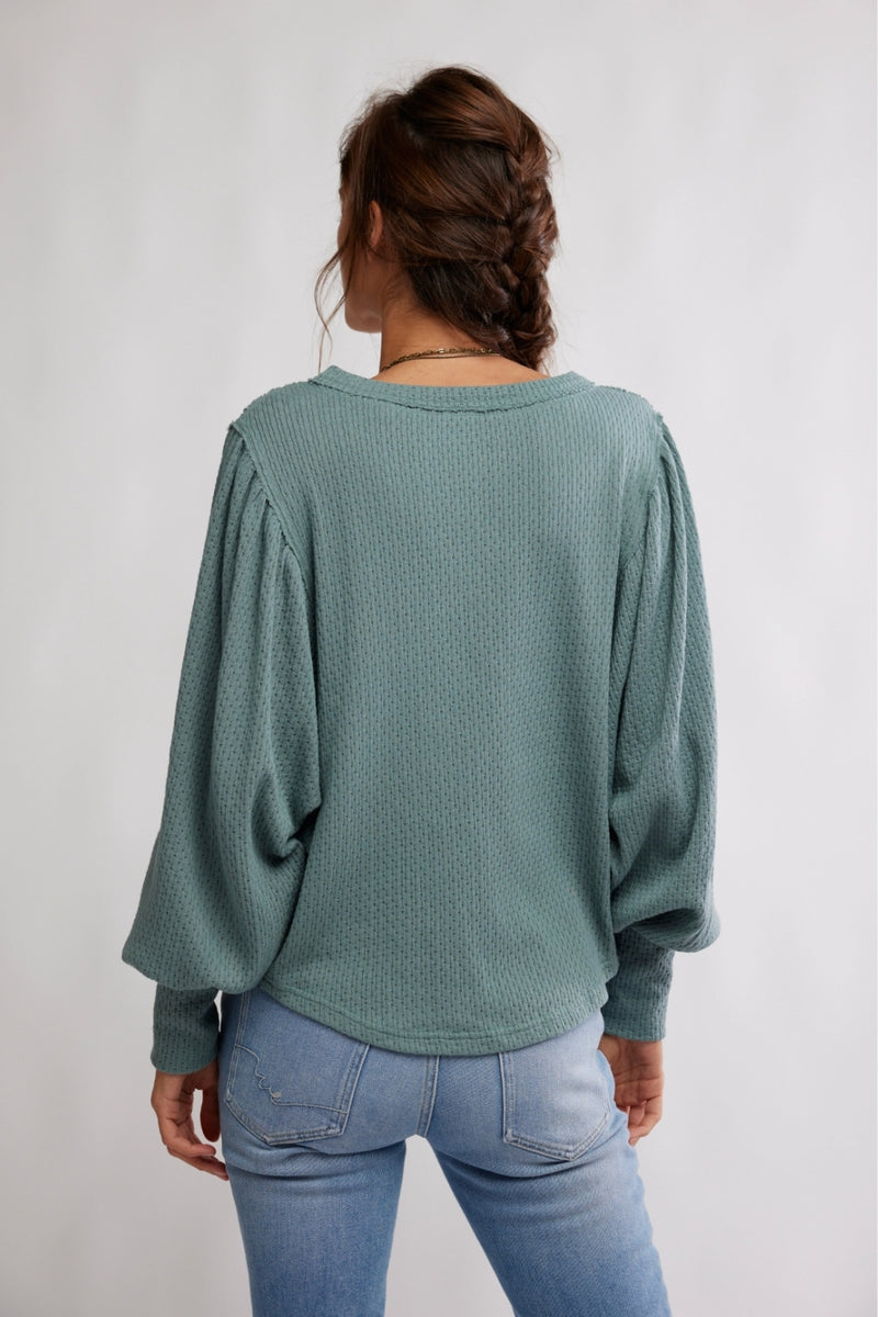 Free People Quinn Knit Top - Jade Ash
