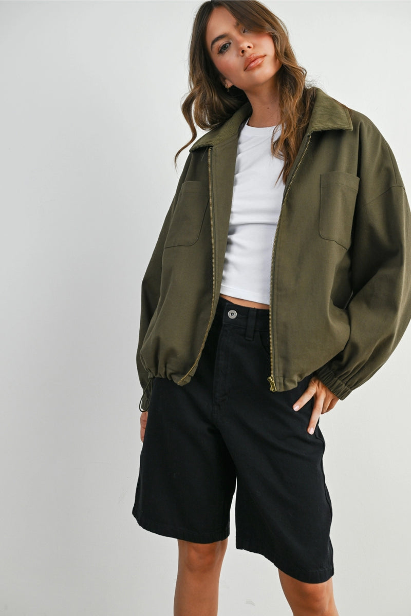 Ayla Cord Collar Jacket - Olive