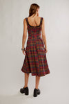 Free People Freya Plaid Midi Dress - Cherry Combo