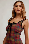 Free People Freya Plaid Midi Dress - Cherry Combo