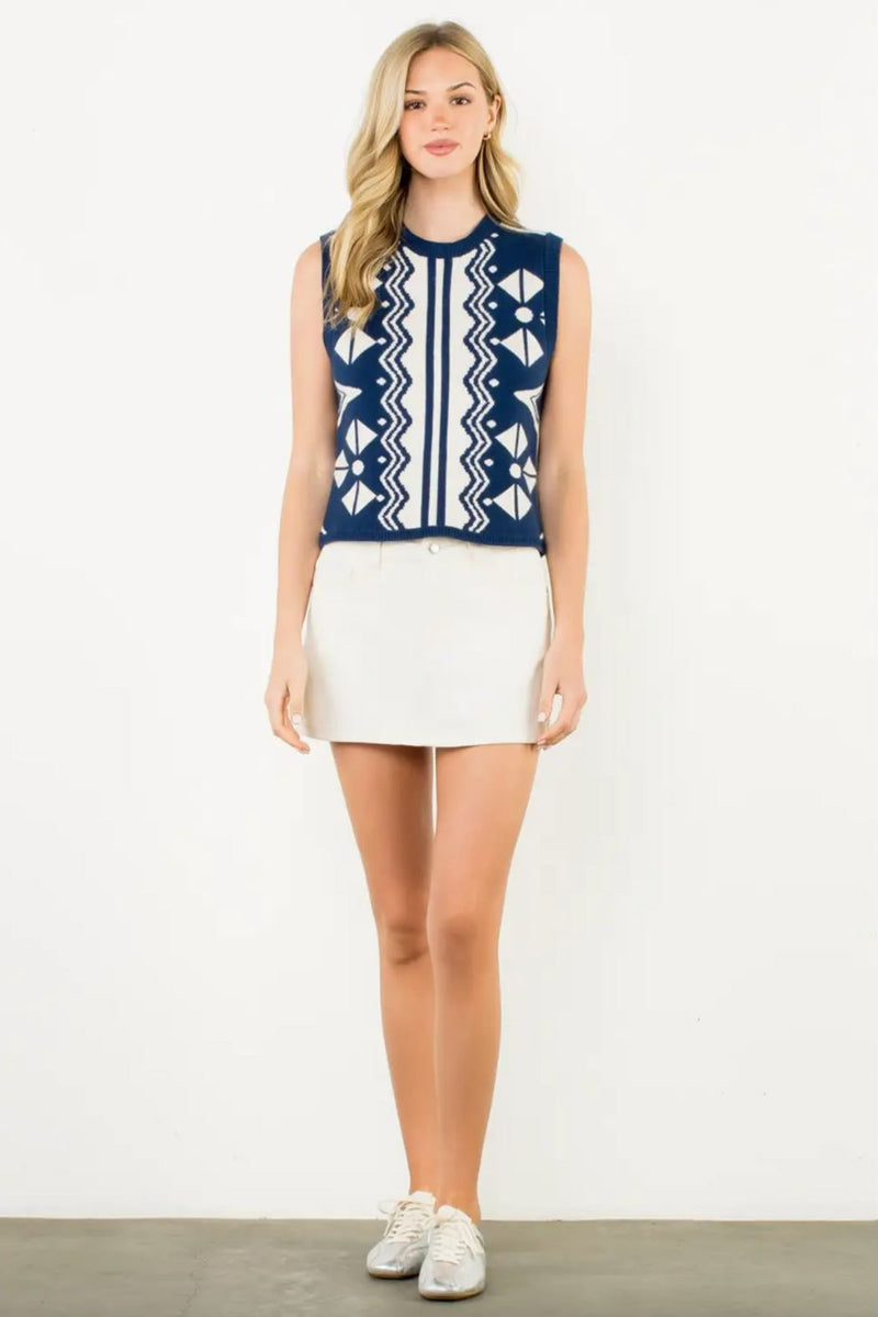 Jackie Sleeveless Sweater - Navy