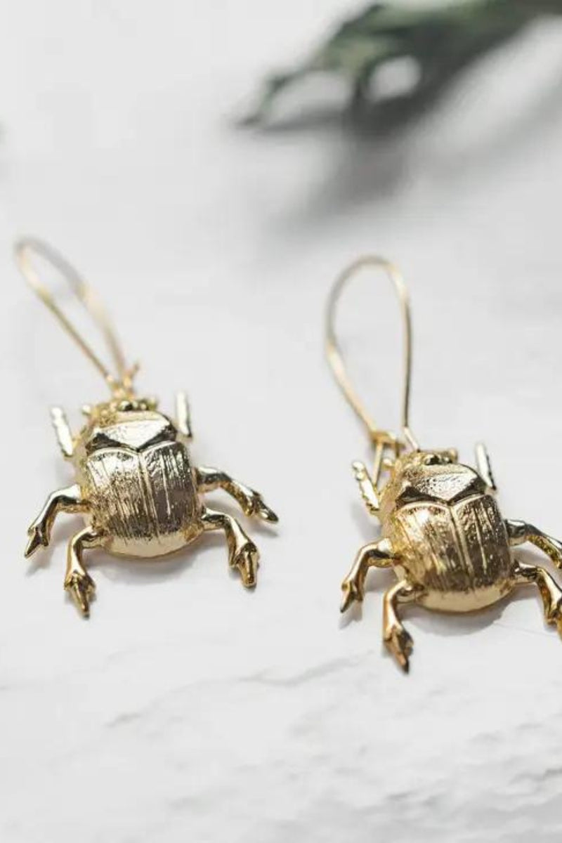 Ravenstone Beetle Babe Earrings - Gold