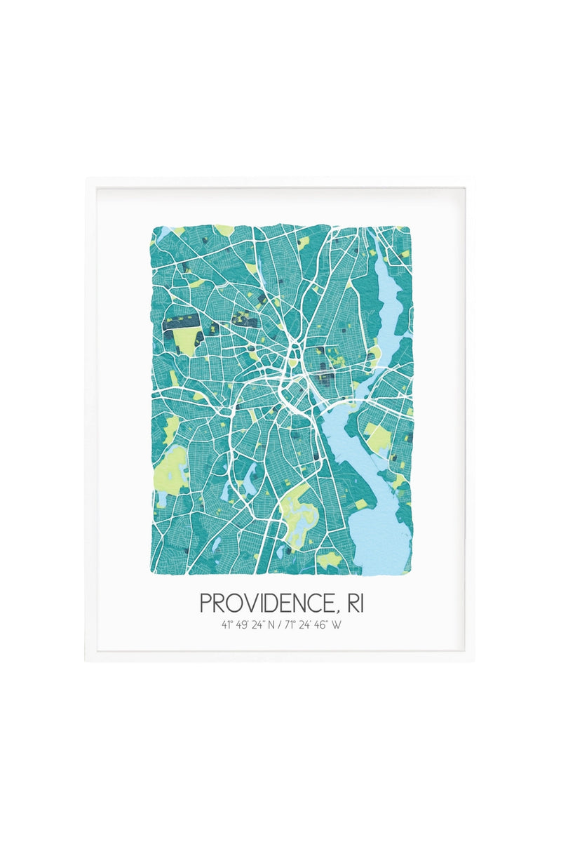 Providence, RI Map 5x7 Print - Teal