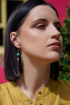 The Gwen Earring - Long Turquoise Chain Dangle Earrings