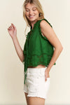 Willow Sleeveless Front Tie Top - Green
