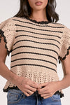 Aaliyah Ruffle Sweater - Natural + Black