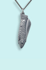 Small Gold Fish Knife Necklace - Silver