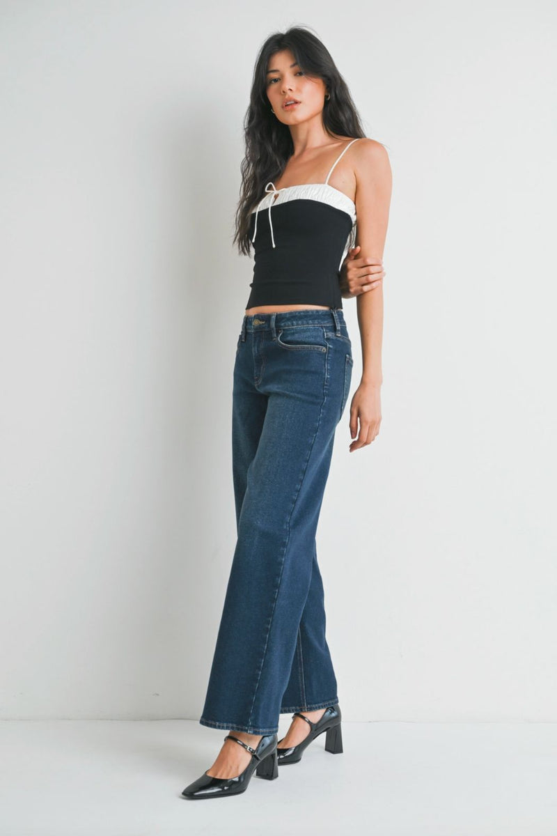 Low Rise Wide Petite Denim Dark Denim