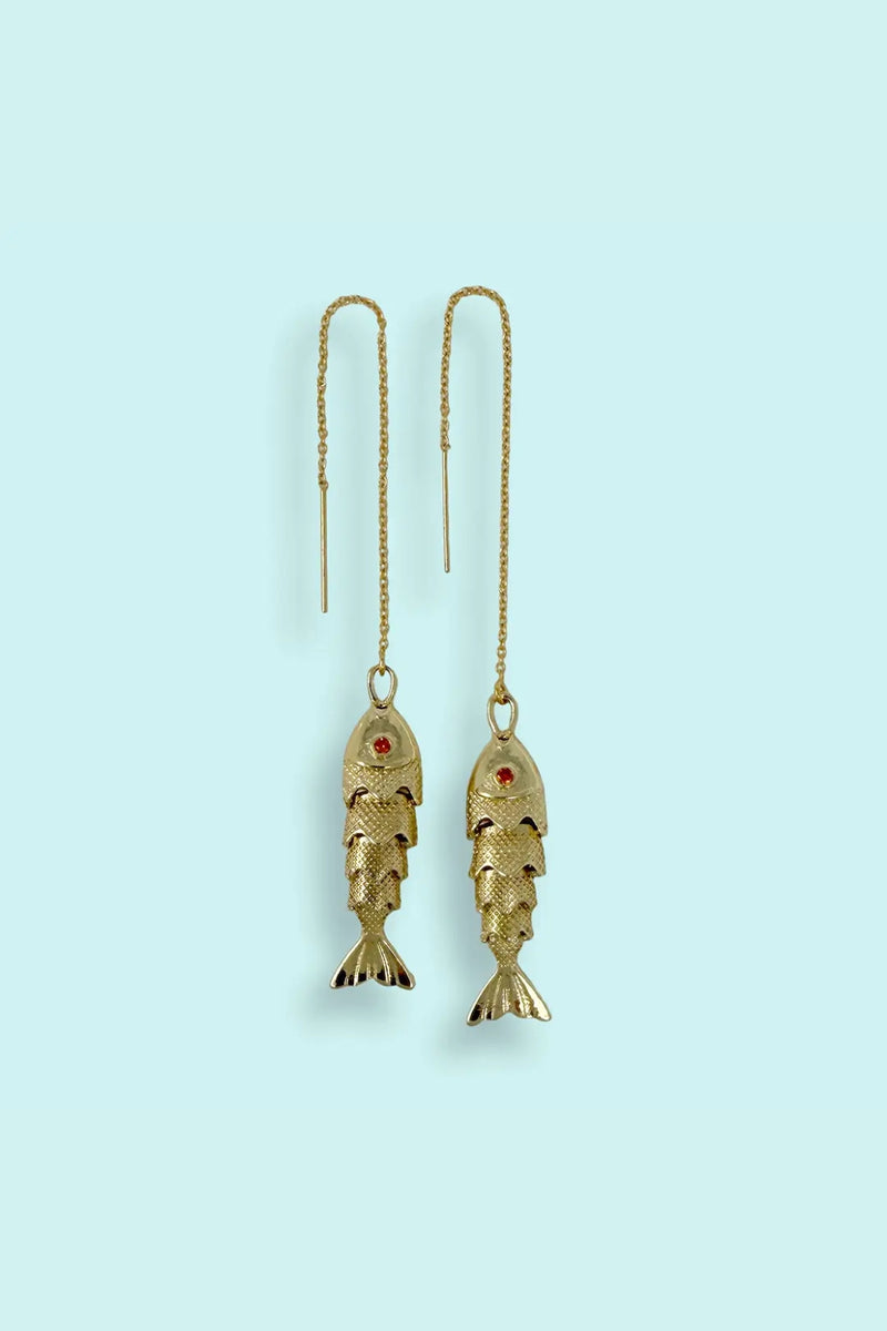 Gold Fish Threader Earrings