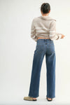 Mid Rise Slim Wide Leg Dark Denim