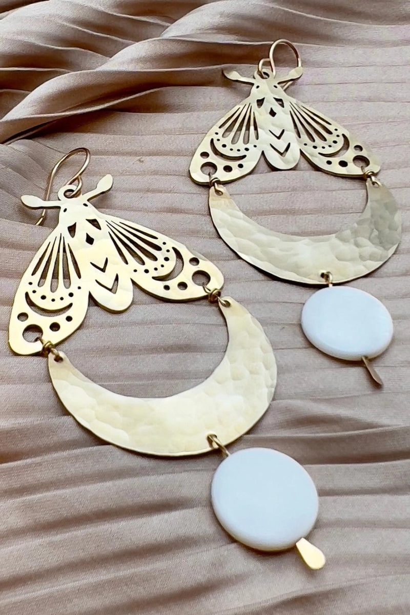 Fluff Hardware Luna Moth Earrings - Gold
